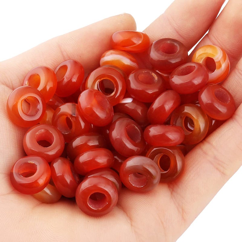 SUNYIK Carnelian Large Hole (5mm) Rondelle Loose Charms European Bead fits Bracelet,Jewelry Makings Pack of 20 - Image 2